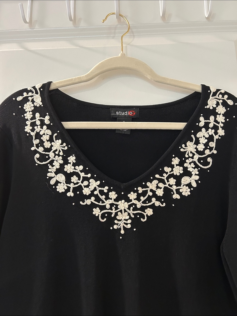 Studio G Top with embroidered V-Neck